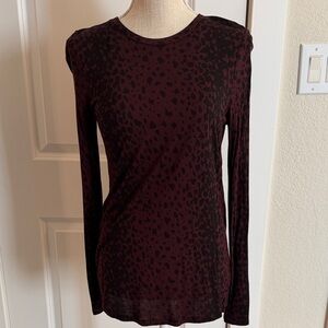 Vince Black and Burgundy Patterned Long Sleeve Top